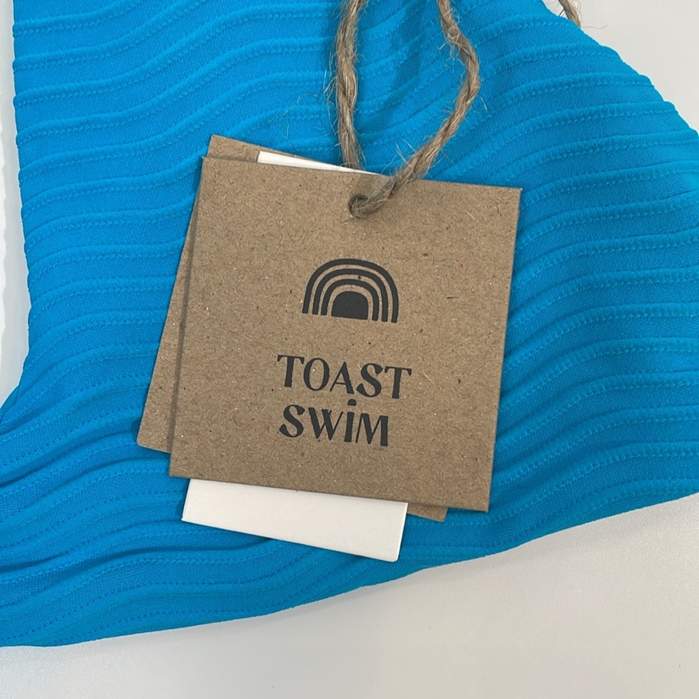 NWT Toast Swim Bikini XS Ocean Wave Scoop Top Banded Waist Bottom - Picture 2 of 10